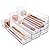 STORi SimpleSort 6-Piece Stackable Clear Drawer Organizer Set | 12" x 3" x 2" Rectangle Trays | Narrow Makeup Vanity Storage Bins and Office Desk Drawer Dividers | Made in USA