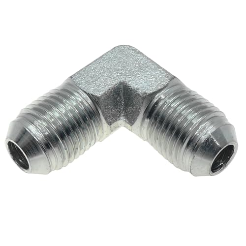 Image of 1 Piece Hydraulic 3 /8 inch JIC (9 /16 inch-18) 37 Flare Male x 3 /8 inch JIC (9 /16 inch-18) 37 Flare Male Elbow Adapter Steel Plated