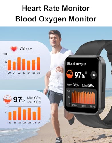 Dakofied Smart Watch (Answer/Make Calls), 1.85" Smart Watches for Men Women Digital Watch Fitness Tracker with 100+ Sport Modes Heart Rate Monitor for iOS Android Phones Waterproof Black - image 4