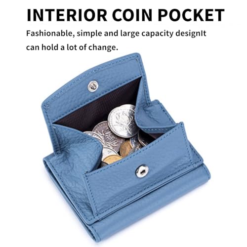 Small Wallet Women, Soft Leather, Card Holder Wallet with Pocket, Blue3