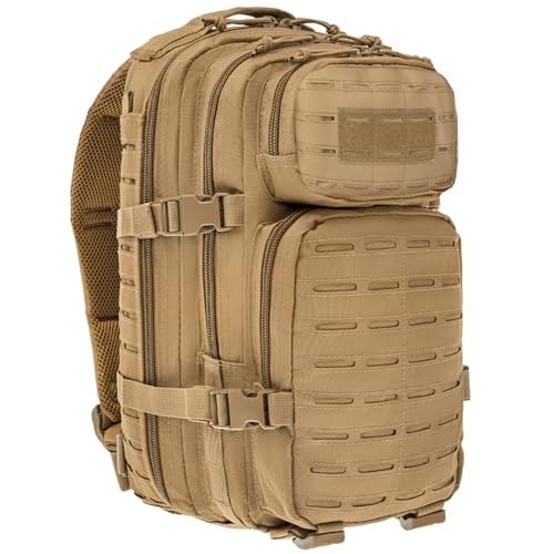 Military Tactical Backpack for Men 35L Small Molle System Water Resistant 3 Day Survival Assault Pack for Bug Out Bag Rucksack Travel Hiking Camping Gym Range Trekking Hunting Sport Work (Tan)
