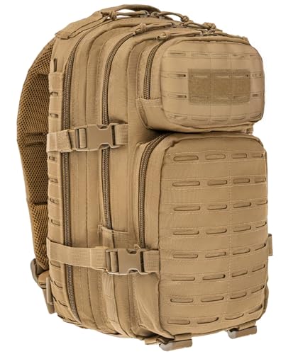 Military Tactical Backpack for Men 35L Small Molle System Water Resistant 3 Day Survival Assault Pack for Bug Out Bag Rucksack Travel Hiking Camping Gym Range Trekking Hunting Sport Work (Tan)