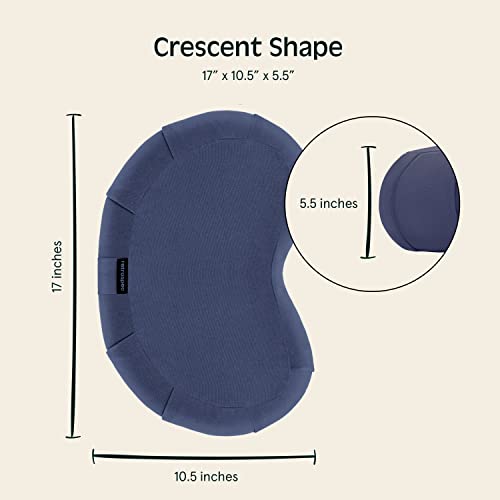 Image of Retrospec Sedona Zafu Meditation Cushion with Buckwheat Hull Fill - Adjustable Yoga & Pilates Equipment Support - 17in Crescent Cotton Cover