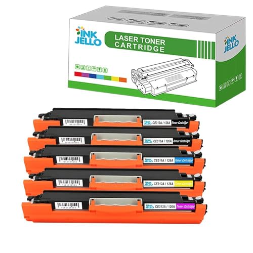 Inkjello Cartucho de tóner para Impresora, Compatible con HP Color Laserjet CP1025 CP1025nw Pro 100 Color MFP M175a M175nw Pro 200 CE310A CE311A CE312A CE313A (/Cian/Amarillo/Magenta, Paquete de 5)