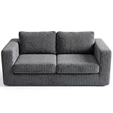 RUMMY 2-Sitzer Sofa aus Cord, Modernes Polstersofa mit hochelastischem Schaumstoff, Keine Montage erforderlich, Couch für Wohnzimmer und Wohnung, Grau