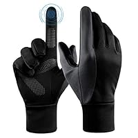 FanVince Handschuhe Herren Touchscreen Winterhandschuhe Winter Gloves Sporthandschuhe Damen Dünne Warme Laufen Fahrrad Fahrradhandschuhe Schwarz-Grau Groß