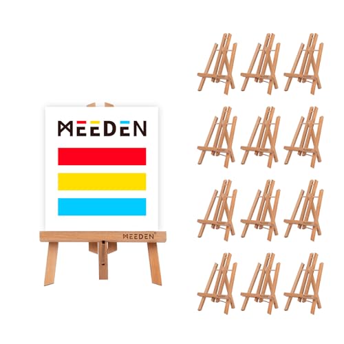 MEEDEN 12 Pack 30CM Tabletop Easels, Small Beech Wood Display Easel, Easel Stand for Painting,Tripod, Painting Party Easel, Kids Student Desktop Easel for Painting, Portable Canvas,Sign Holder