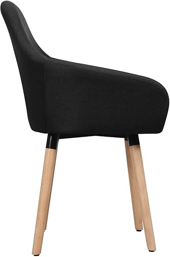 Miniatura 5 de vidaXL Juego de 2 sillas de comedor, cómodas sillas de tela negra con patas de madera maciza, diseñadas ergonómicamente para el comedor del hogar o
