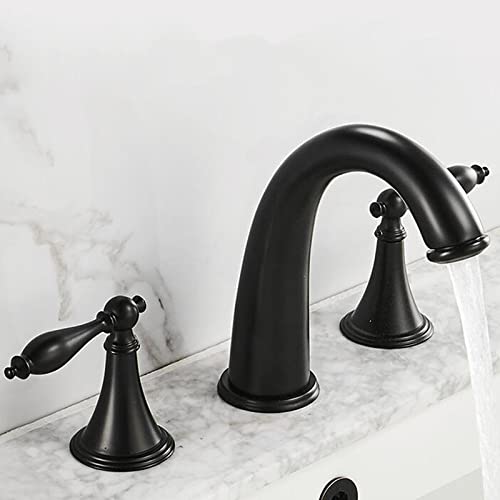Robinet mitigeur de salle de bain en laiton noir anti-éclaboussures