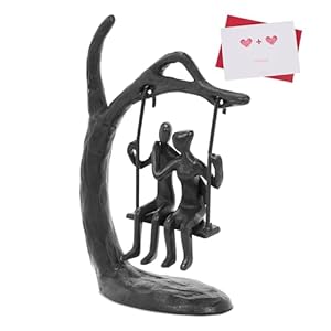 Couple Sculptures Cast Iron Gift for Anniversaries,Romantic Love for Each Other Couple Statue, Black Metal Couple Statue Sweet Love for Each Other Iron Sculpture Decoration