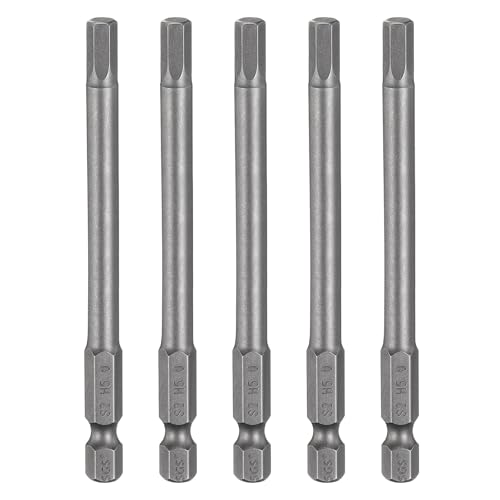 Image of sourcing map 5pcs H5.0 Hex Head Drill Bit Wrench 5mm Metric Flat Tip 1/4" Hex Shank 100mm (4") Long Magnetic Hexagonal Screw Driver Socket Industrial Screwdriver Power Bits