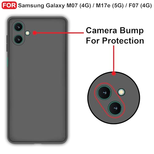Image of CEDO Back Cover for Samsung Galaxy M07 (4G) / M17e (5G) / F07 (4G) | Camera Bump Protection & Inner Velvet Fabric Lining | Ultra Slim Matte Soft Rubberised Case Cover (Black)