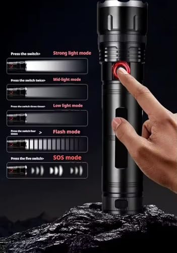 Générique Lampe Torche LED puissante pour éclairage extérieur - 4