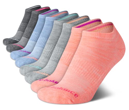 New Balance Girls' Athletic Low Cut Socks With Reinforced Heel And Toe (8 Pack), Size Medium, Pink/Blue #TOP8