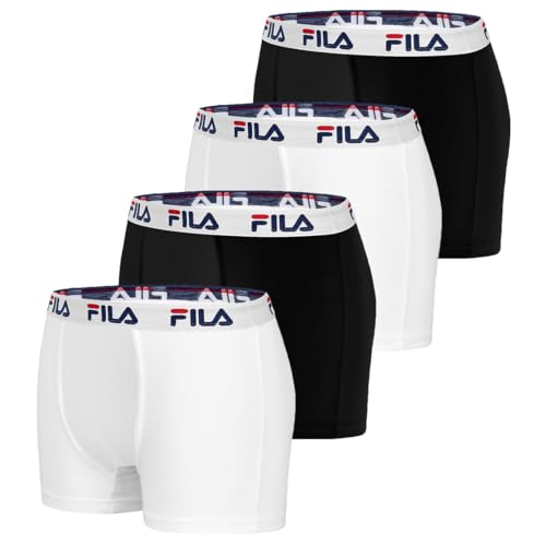 FILA Calzoncillos Hombre Boxer Algodón, Ropa Interior Hombre, Anti-irritación, Transpirable (Lote de 4)