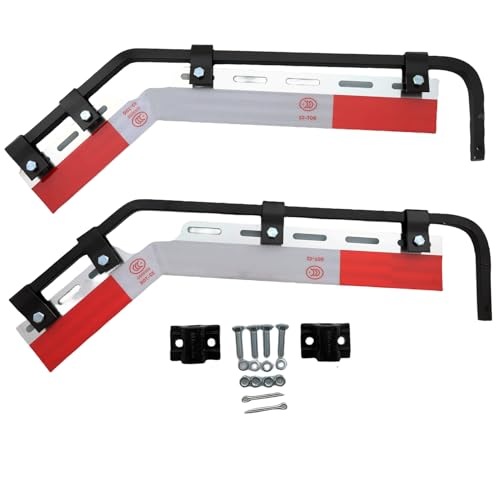 Image of 2Pcs Angle Down Bar Mud Flap Hangers Bracket 28 inch with Mounting Kit for Heavy Duty Semi Truck Square Spring Steel Arm with Mud Flap Reflector Plates