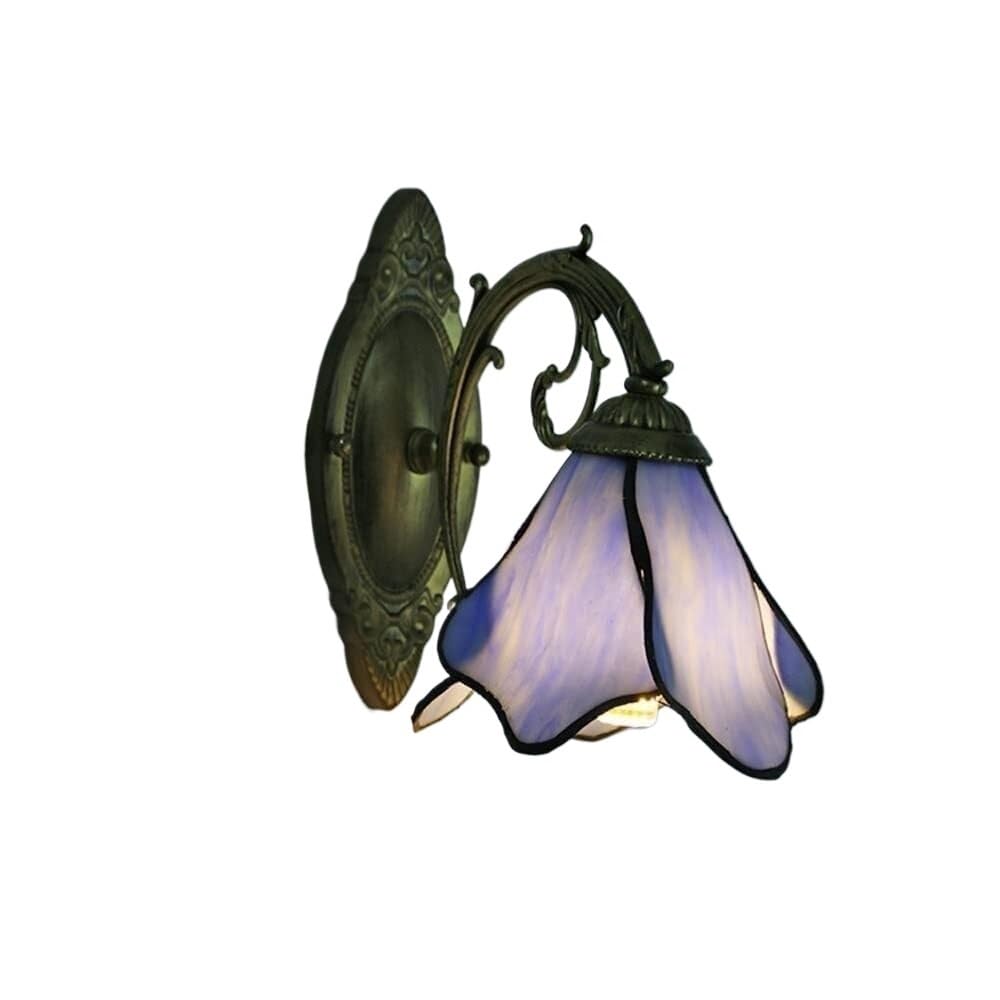 LUOYAOB Wall Sconce Stained Glass Wall Lamp Antique Farmhouse Lantern Wall Light E26 E27 Wall Fixture for Living Room Bedroom Hallway Home Decor(Purple)