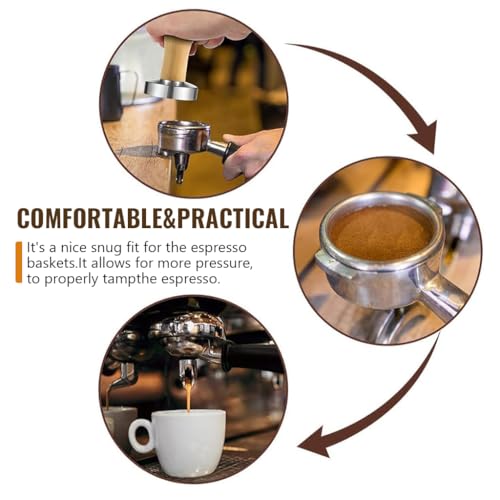 Image of Supvox 58mm Coffee Tamper Heavy Duty Stainless Steel Barista Coffee Tamper Elegant Solid Wooden Handle Espresso Espresso Accessories