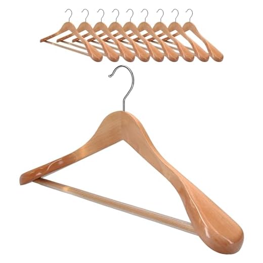 10 x Kleiderbügel Holz VonBueren | 45 x 22,5 cm breit je Bügel/Holzbügel | stabile Holzkleiderbügel | Anzugbügel, Hose, Hemden