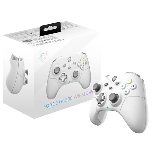 MSI FORCE GC300 WIRELESS WHITE PC Gamepad Controller - 2.4 GHz, Bluetooth, USB Type-C to A - Wired/Wireless, 600mAh Li-ion Battery (20h), Interchangeable D-Pad Covers, Dual Vibration Motors