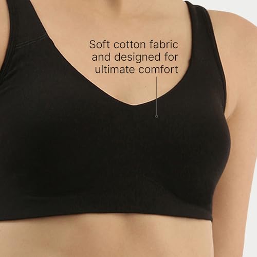 Image of Enamor Easy Slip-On and Back Keyhole Women's Cotton Everyday Beginner's Bra - Padded, Wirefree, Full Coverage - A106