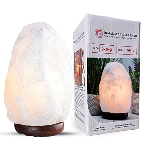 RXL Original Himalayan Crystal Rock Salt Lamp Hand Crafted Wooden Base Salt...