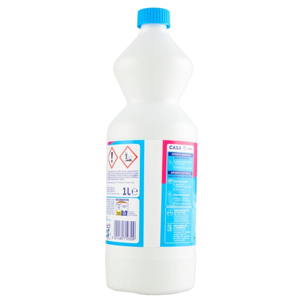 8x Ace Bleichmittel Candeggina Classica - Bleiche für Oberflächen und Wäsche 1Lt + Beni Culinari Kostenloser Schlüsselanhänger