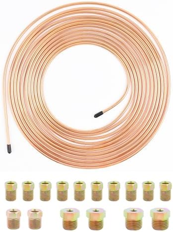 25Ft of 3/16 Brake Line Kit Includes 16 Inverted Flare Brake Line Fittings,Brake Line Flaring Tool Kit for Repair of Brake Systems,Universal Brake Line Repair Kit for Car SUV