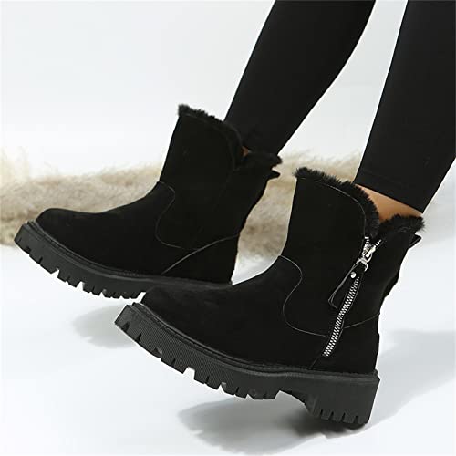 Ladmiple Winter Fashion Boots For Women 2024 High-top Snow Boots Slip on Warm Outdoor Fur Lined Ankle Booties Loafers Shoes3