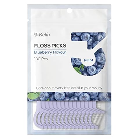 Y-Kelin Blueberry Dental Floss Picks, 100 pcs Cover