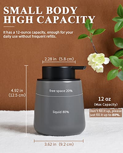 Image of BosilunLife Grey Lotion Dispenser - Modern Ceramic Soap Dispenser Bathroom 12 oz Bottles Lotion Hand Pump Dispenser Black Pump Dish Liquid Dispenser for Kitchen Hand Wash Dispenser
