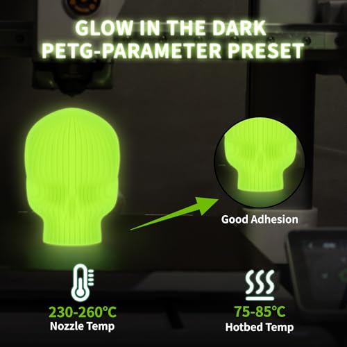 Image of TINMORRY Glow PETG Filament 1.75, Rapid PETG 3D Printer Filament, Compatible with Bambu FDM 3D Printer, 1 KG 1 Spool, Glow Yellow Green