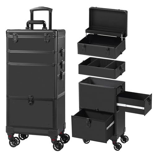 Somduy Rolling Makeup Train Case with Drawer