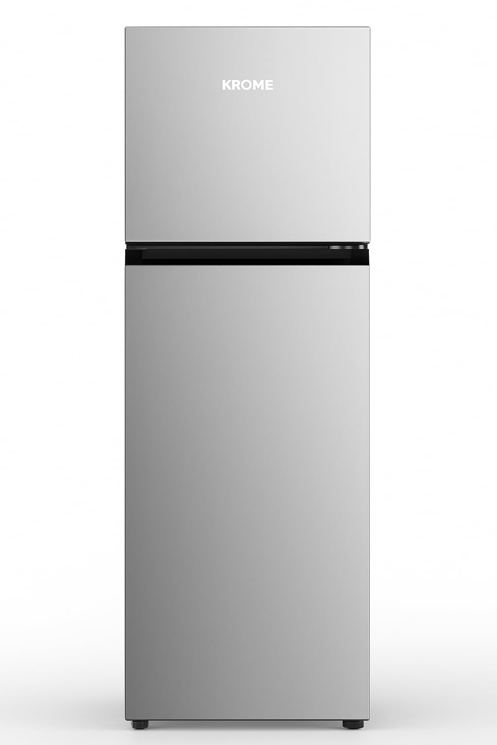 KROME 370L Gross, Top Mount Double Door Refrigerator, Automatic Defrost Freezer, A+ Energy Efficiency, Big Capacity Fridge, Quick Cooling, Silver, 10 Year Compressor Warranty, KR-REF370T