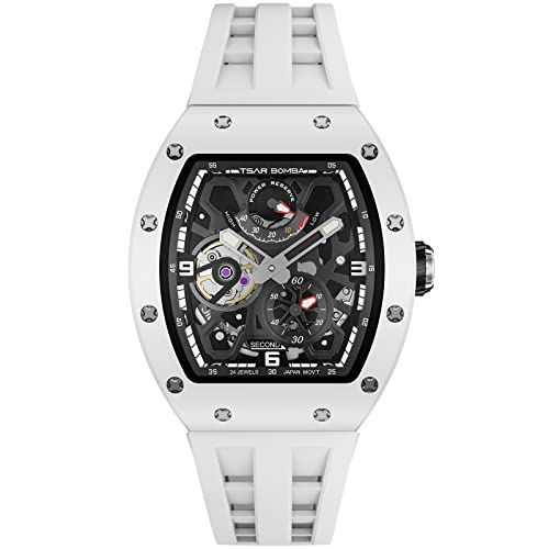 Tsar Bomba Luxury Automatic Watches For Men - Ceramic Bezel - Japanese Movement Sapphire Glass - 50M Waterproof Square Men's Wrist Watch - Power Reserve Indicate #TOP7