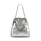  MODELISA - Borsa a tracolla con maniglia a catena da donna, Grigio L, Talla única