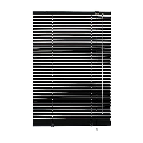 GARDINIA Alu-Jalousie, Sichtschutz, Lichtschutz, Blendschutz, Wand- und Deckenmontage, Aluminium-Jalousie, Schwarz, 80 x 175 cm