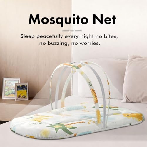 Image of StarAndDaisy 3 in 1 Baby Nest Mosquito net for Sleeping - Newborn, Mosquito net for Baby /Soft and Comfortable, Washable Cotton Design for 0-12 Months Baby (Safari Print)