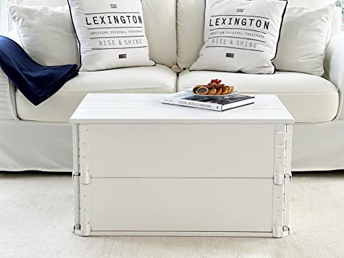 Uncle Joe´s Truhe Couchtisch Truhentisch im Vintage Shabby chic Style aus Massiv-Holz in Weiss mit Stauraum und Deckel Holzkiste Beistelltisch Landhaus Wohnzimmertisch Holztisch weiß