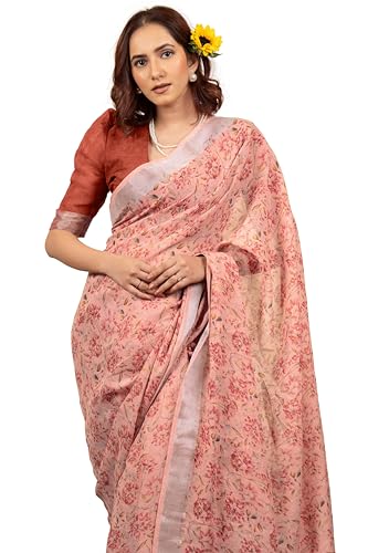 Image of MIRCHI FASHION Saree for Woman Cotton Blend Printed | Traditional Ethnic Sari for Ceremonial Use and Farewell with Blouse Piece