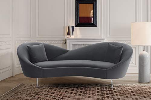 Armen Living Anabella Modern Upholstered Sofa, Gray Fabric With Silver Legs #TOP1