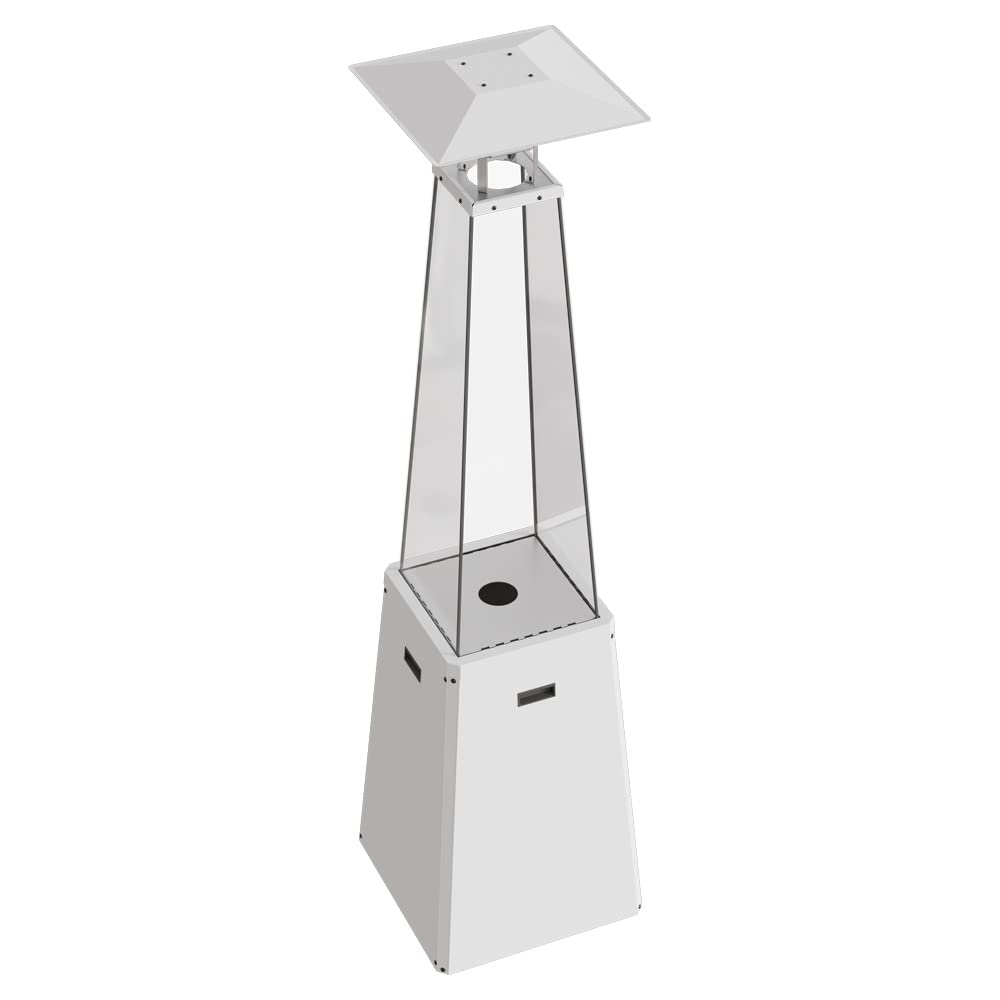 KRATKI Stufa da terrazza a gas 217,5 x 53,7 x 53,7 cm bianco Ecodesign 12 | Umbrella BS Riscaldatore a gas Esterno Moderno 12 kW Design decorativo alla moda adatto per il giardino, patio Sistema di
