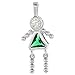 Sterling Silver Birthstone Charm May Baby Brat Girl Emerald Color Cubic Zirconia