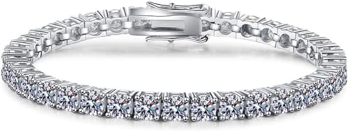 YKMYXZ, Braccialetti tennis Moissanite 3-4mm for donna Bracciale con diamanti VVS1 colore D Bracciale donna in argento sterling S925 Bracciale Moissanite con certificato, 4MM, Pietra, moissanite, 4MM,