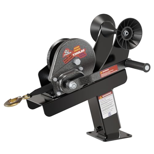 Jyoelron Adjustable Boat Trailer Winch Post Stand with 1200LBS Winch & Bow Roller Fits 3x4 Tongue Carbon Steel Stand with Rust-Resistant Coating and Included U-Bolts for Installation