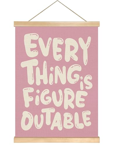 Everything is Figureoutable Inspirational Wall Art Decor Positive Motivational Poster Affirmations Wall Hanging Poster for Office Living Room Bedroom Motivational Gift for Birthday Graduation New job 14x18.5inch(Pink)