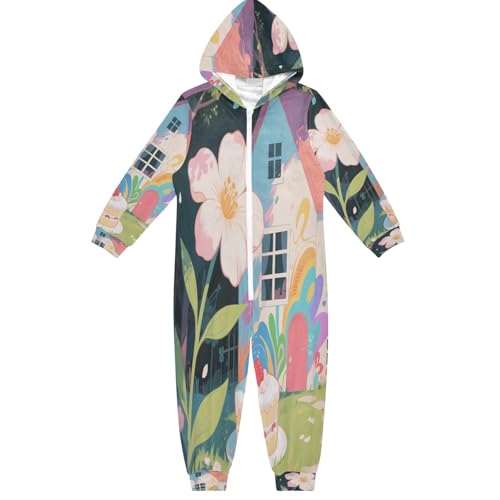 Nexawaveo Family Onesie Pajamas Flower House Cake Hooded PJs Set