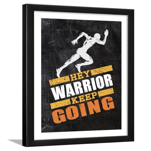Image of Chaka Chaundh Inspirational Wall Art for Office Quotes - HEY! WARRIOR KEEP GOING Motivational Modern Office Decor Framed Art poster Wall Decor for Student & Entrepreneur - (14 X 11 Inches)