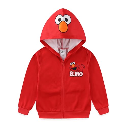 Sesame Street Elmo and Cookie Monster Boys Full Zip Up Hoodie for Toddler