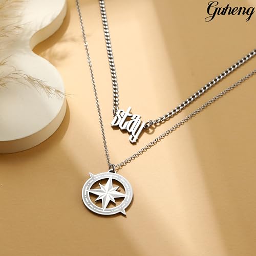 Stray Necklace SKZ Inspired Merch Necklace Set –“Stay” Pendant Compass Design Jewelry Accessory for Stay Fans Gifts 7